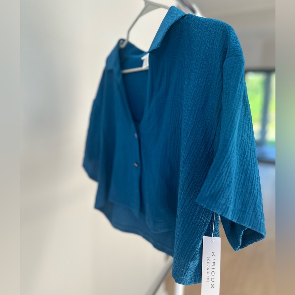 Blue Button Down Midi Top